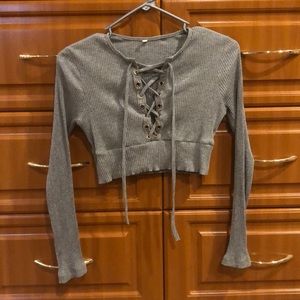 Grey cropped long sleeve